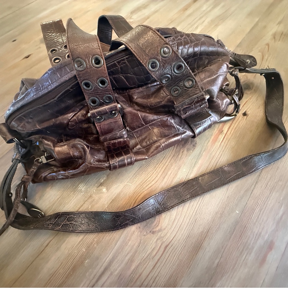 Francesco Biasia Brown Leather Laptop Shoulder Bag